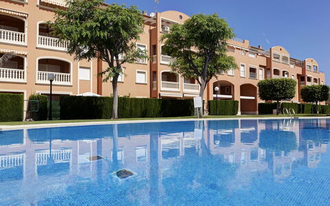 Rincón del Mediterráneo: Water, Sky, Building, Property, Plant, Window, Tree, Azure, Urban Design, Swimming Pool