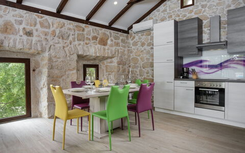 Villa Matija: Table, Property, Furniture, Chair, Wood, Interior Design, Architecture, Plant, Flooring