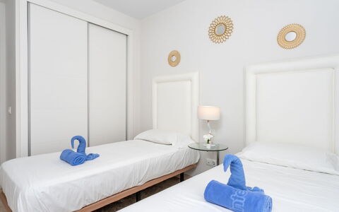 Los Naranjos Singles: Furniture, Property, Azure, Comfort, Textile, Wood, Door, Bed, Interior Design, Paint