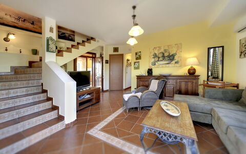 Villa Dell'ulivo: Property, Room, Building, Furniture, Interior Design, Living Room, Floor, House, Real Estate, Wood Flooring