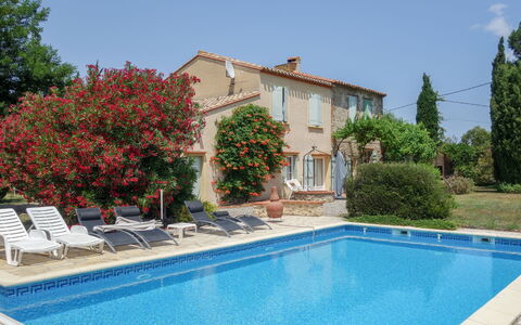 Mas Troumpill: Water, Plant, Building, Property, Sky, Swimming Pool, Azure, Chair, Architecture, Tree