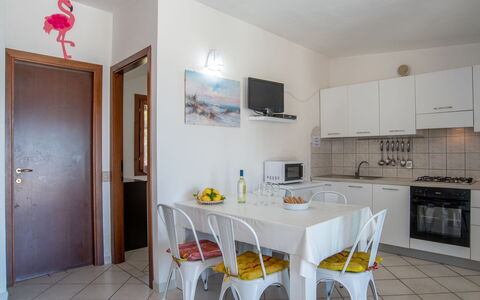 Flamingo: Furniture, Property, Cabinetry, Table, Countertop, Door, Chair, Wood, Kitchen Appliance, Interior Design