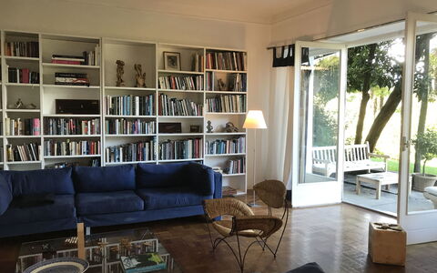 Villa Ghis - Sleeps 16: Living Room, Furniture, Room, Shelving, Property, Bookcase, Building, Couch, Shelf, Interior Design