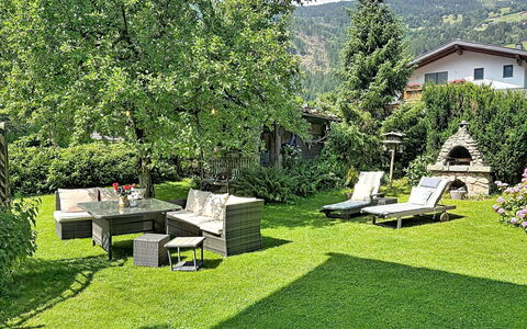 Aschau im Zillertal 485: Garden, Shrub, Landscape, Furniture, Outdoor Furniture, Mountain Range, Lawn, Groundcover, Landscaping