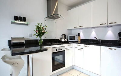 Loch Tay 101.4: Property, Room, Furniture, Kitchen, Interior Design, Countertop, Building, Cabinetry, House, Floor
