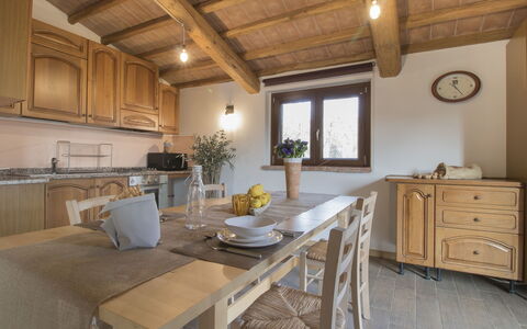 Casa la Selvolina: Room, Furniture, Property, Countertop, Ceiling, Building, Interior Design, Kitchen, Cabinetry, Beam