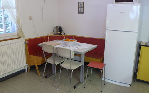 Chalet Clairval: Furniture, Table, Chair, Window, Interior Design, Wood, Flooring, Floor, Building, Material Property
