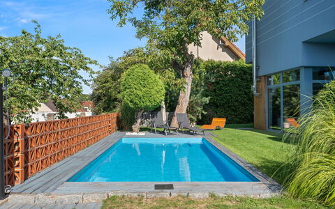 Řeporyje: Swimming Pool, Blue, Composite Material, Resort, Leisure, Eco Hotel, Garden, Shade, Backyard, Landscaping