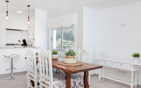 Sky Bleu Salions: White, Furniture, Room, Property, Interior Design, Table, Floor, Building, House, Dining Room
