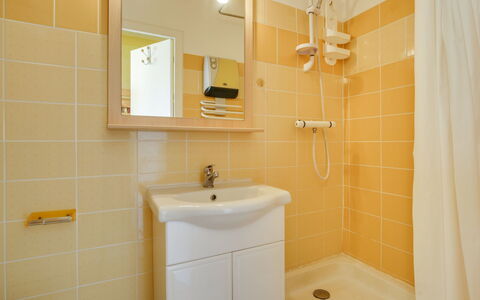 Arcachon 198: Bathroom, Room, Property, Tile, Wall, Bathroom Accessory, Yellow, Interior Design, Tap, Architecture