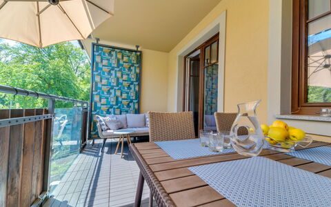 Willa Maria: Table, Furniture, Property, Plant, Azure, Window, Building, Wood, Shade, Chair