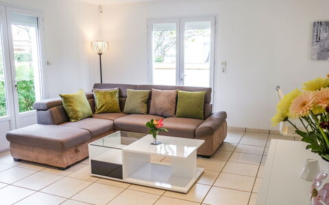 Villa Languedoc: Living Room, Furniture, Room, Property, Interior Design, Couch, Floor, Yellow, Building, House