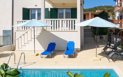 Villa Zlatan: Property, Building, House, Sunlounger, Resort, Real Estate, Shade, Home, Outdoor Furniture, Swimming Pool