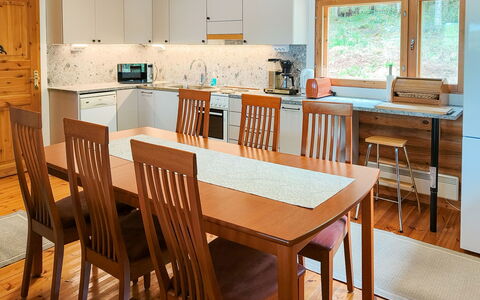 Mäntyniemi: Furniture, Flooring, Interior Design, Floor, Wood, Table, Chair, Kitchen & Dining Room Table, Wood Flooring, Dining Room