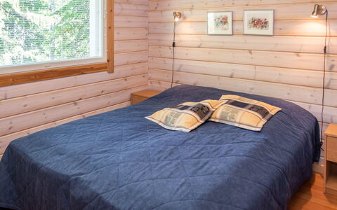Ruka Snow and Sun 2: Wood, Interior Design, Flooring, Floor, Bedroom, Home, Ceiling, Bed, Wood Stain, Bed Frame