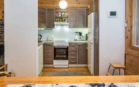 Purnukylä 6: Kitchen, Interior Design, Kitchen Appliance, Major Appliance, Countertop, Flooring, Furniture, Wood, Ceiling, Floor