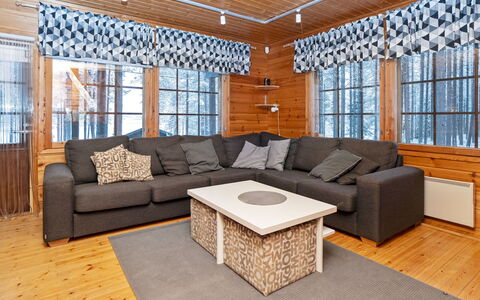 Kitkaranta: Wood, Flooring, Interior Design, Floor, Furniture, Ceiling, Wood Flooring, Living Room, Wood Stain, Room