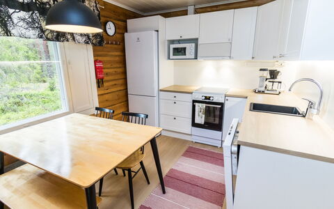 Pelkkaveska: Flooring, Wood, Kitchen, Floor, Interior Design, Furniture, Wood Flooring, Countertop, Major Appliance, Room