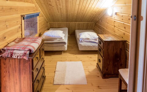 Pyryruka 1: Floor, Bed, Flooring, Interior Design, Bedroom, Wood, Furniture, Ceiling, Room, Bed Sheet