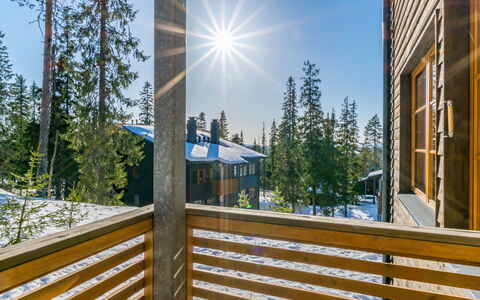 Karhunvartijan Kota B1: Home, Apartment, Siding, Log Cabin, Plank, Balcony, Larch, Daylighting, Eco Hotel
