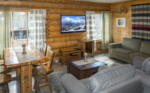Aurora Cabin: Furniture, Wood, Ceiling, Interior Design, Home, Flooring, House, Floor, Living Room, Couch