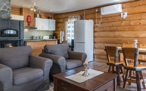 Aurora Cabin: Furniture, Wood, Flooring, Interior Design, Couch, Living Room, Floor, Home, Room, Ceiling