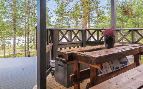 Homma: Wood, Porch, Deck, Hardwood, Wood Flooring, Furniture, Shade, Wood Stain, Plank, Iron