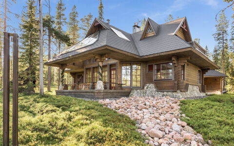 Villa Lumo (Ent. Ylläskyrö): Waterway, Bank, Watercourse, Lake, Cottage, Forest, Channel, Reservoir, Log Cabin