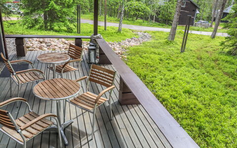 Villa Lumo (Ent. Ylläskyrö): Wood, Furniture, Outdoor Furniture, Hardwood, Deck, Wood Flooring, Plank, Porch, Chair, Wood Stain
