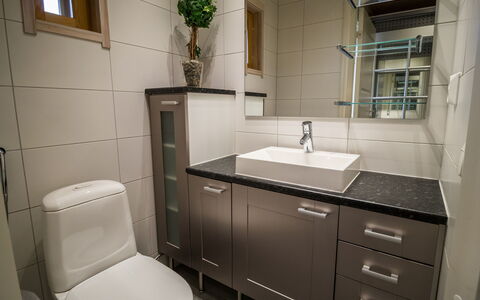 Kopara B 8: Bathroom Sink, Bathroom, Sink, Plumbing Fixture, Interior Design, Flooring, Bathroom Cabinet, Cabinetry, Tap, Floor