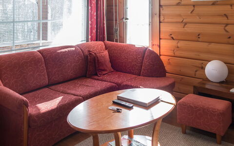 Peiponpesä B: Furniture, Wood, Interior Design, Flooring, Floor, Living Room, Table, Room, Couch, Wood Stain