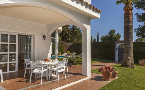 Serge: Home, Furniture, House, Residential Area, Chair, Estate, Villa, Houseplant, Outdoor Furniture, Garden