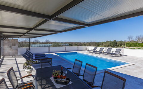 Umag 516: Swimming Pool, Composite Material, Shade, Outdoor Furniture, Chair, Design, Outdoor Structure, Daylighting, Patio, Pergola