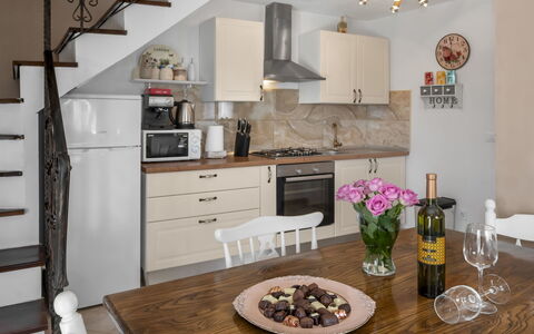 Villa Aurora: Room, Countertop, Furniture, Interior Design, Property, Kitchen, Cabinetry, Ceiling, Building, House