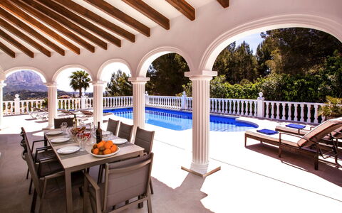 Villa Alta Vista: Property, Furniture, Plant, Shade, Outdoor Furniture, Interior Design, Table, Swimming Pool, Leisure, Tree