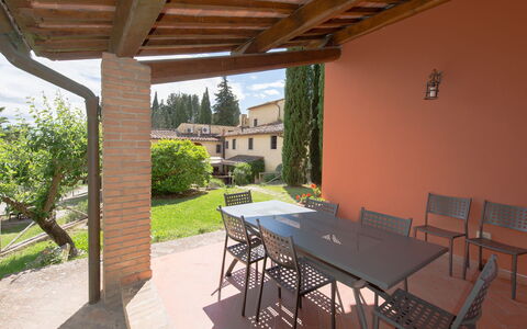 Montegufoni: Property, Building, House, Real Estate, Room, Patio, Porch, Home, Furniture, Table