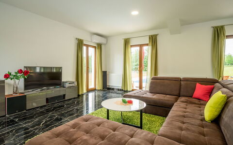 Villa Frankovići: Room, Furniture, Property, Interior Design, Building, Living Room, House, Table, Real Estate, Floor