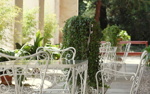 Ca' Marcello: Furniture, Chair, Plant, Table, Grass, Room, Flowerpot, Garden, Porch, Shrub