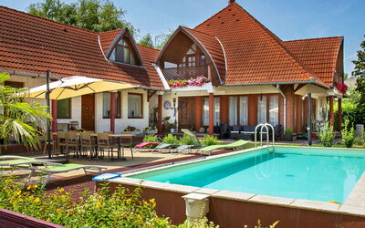 Balatonkeresztur 222: Water, Plant, Building, Sky, Property, Window, Swimming Pool, House, Chair, Architecture