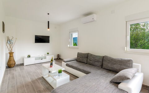 Villa Anđelika: Couch, Furniture, Property, Living Room, Table, Floor, Wood, Interior Design, Window