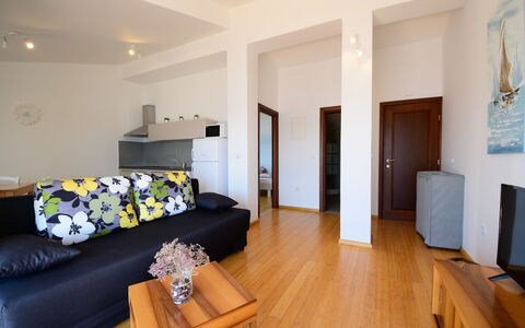 Sveti Juraj 105: Furniture, Property, Table, Couch, Comfort, Wood, Flooring, Living Room, Interior Design, Floor