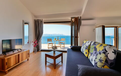 Sveti Juraj 105: Furniture, Property, Table, Building, Couch, Comfort, Cabinetry, Azure, Wood, Lamp