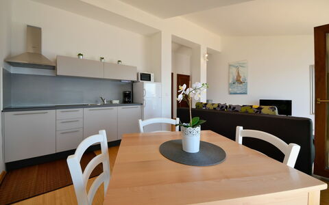Sveti Juraj 105: Furniture, Property, Cabinetry, Table, Countertop, Wood, Chair, Houseplant, Interior Design, Plant