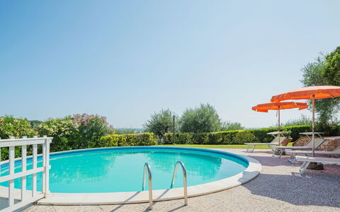 Villa le Casette: Water, Sky, Swimming Pool, Azure, Plant, Shade, Tree, Outdoor Furniture, Building, Rectangle