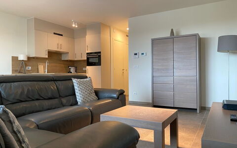 Zoë with Balcony: Furniture, Property, Comfort, Couch, Table, Wood, Lighting, Flooring, Floor, Lamp