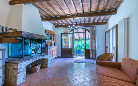 Podere S Giovanni: Property, Furniture, Couch, Wood, Lighting, Interior Design, Architecture, Living Room, Floor, Chair
