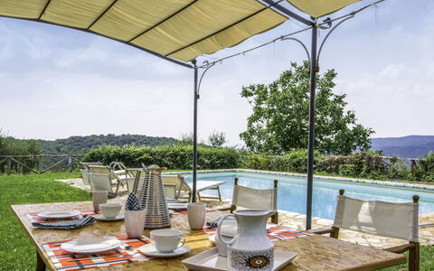 Villa la Piaggia: Property, Table, Real Estate, House, Home, Building, Shade, Patio, Estate, Tree