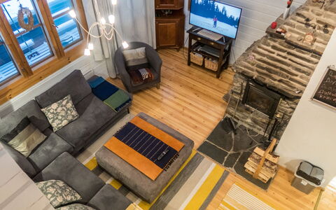 Purnukylä 4: Furniture, Flooring, Couch, Interior Design, Wood, Floor, Living Room, Wood Flooring, Room, Apartment
