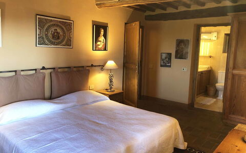 Compignano Barn: Bedroom, Bed, Room, Furniture, Bed Sheet, Property, Bed Frame, Bedding, Mattress, Interior Design