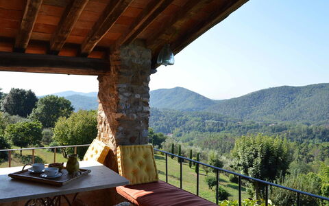Compignano Barn: Property, House, Room, Tree, Building, Real Estate, Sky, Cottage, Vacation, Porch